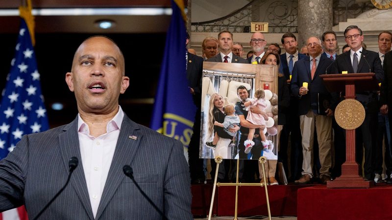 House Minority Leader Hakeem Jeffries, D-N.Y., shared just a brief four-word response when a reporter asked him on Tuesday why he missed a congressional vigil for Charlie Kirk.
‘I had a meeting,’ Jeffries said when the matter was broached during his afternoon press conference.
House Speaker Mike Johnson, R-La., announced on Monday that Congress would hold a vigil later that evening to honor the conservative activist.
Kirk was assassinated last week when a gunman opened fire on him during a college campus speaking event in Utah.
Fox News Digital witnessed just a handful of House Democrats at the vigil, side by side with dozens of Republican lawmakers.
When asked why more Democrats did not attend, Jeffries said Tuesday, ‘I don’t know.’
‘I guess you’d have to talk to the individual Democrats as to what else was going on and why they were present or why they weren’t present,’ he said.
The vigil was held in the U.S. Capitol’s Statuary Hall in the 6 p.m. hour on Monday evening.
Democratic lawmakers who attended include Reps. Tom Suozzi, D-N.Y., Marie Gluesenkamp Perez, D-Wash., John Larson, D-Conn., Jimmy Panetta, D-Calif., Debbie Dingell, D-Mich., Chris Pappas, D-N.H., and Don Davis, D-N.C.
Notably absent were the top four House Democrats in senior leadership, including Jeffries.
Johnson, however, downplayed the lack of Democratic attendance in comments to reporters on Monday.
‘I honestly did not even see the composition of the group,’ he said when asked if he was disappointed in the number of Democrats who showed up.
‘I’m glad it was bipartisan, and I wish more had participated, and I’m not sure why they didn’t. So I don’t know what else we can do other than offer an all-member bipartisan vigil. And we’ve done that routinely for other things.’
<i>Fox News’ Kelly Phares and Fox News Radio’s Ryan Schmelz contributed to this report.</i>
This post appeared first on FOX NEWS